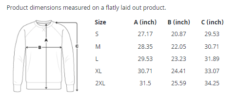 size guide sweater