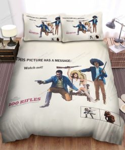 100 Rifles 1969 Th Picture Has A Message Movie Poster Bed Sheets Spread Comforter Duvet Cover Bedding Sets