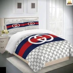 Best Gucci Big Logo In White Monogram Background Bedroom Set
