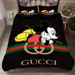 Best Gucci Mickey With Vintage In Black Background Bedroom Set