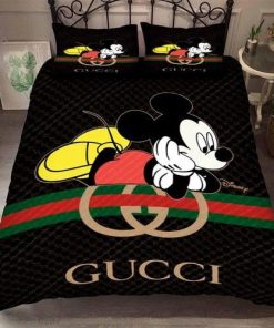 Best Gucci Mickey With Vintage In Black Background Bedroom Set