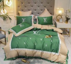 Best Louis Vuitton Grey and Beige Bedding Set