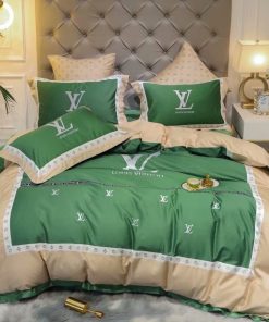 Best Louis Vuitton Grey and Beige Bedding Set