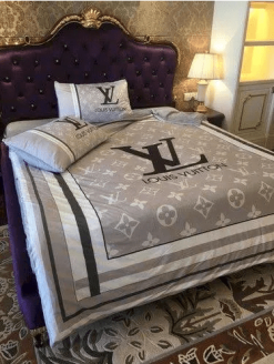 Best Louis Vuitton Grey and Stripes Bedding Set