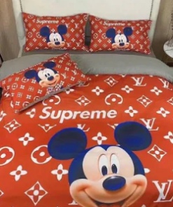 Best Louis Vuitton x Supreme x Mickey Bedding Set