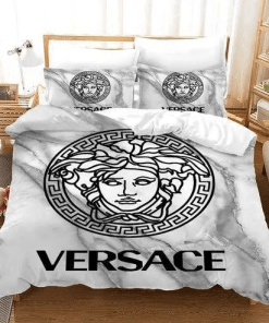Best Versace Black Logo In White Background Bedding Set
