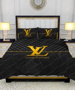 Black Veinstone And Gold Louis Vuitton Bed Sheets Spread Comforter Duvet Cover Bedding Setss