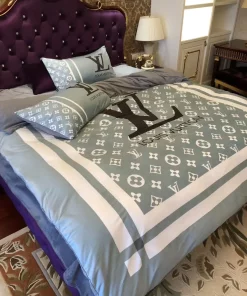 Blue Monogram Louis Vuitton Bedding Sets Luxury Brand Bed Sets, Bedroom Sets, Comforter Sets, Duvet Cover