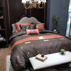 Brown Louis Vuitton Bedding Sets Luxury Brand Bed Sets, Bedroom Sets, Comforter Sets, Duvet Cover, For Trending 2023 For Home Bedding Sets
