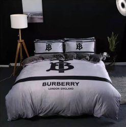 Burberry Grey Luxury Logo Fashion Brand Premium Bedding Sets,Bed Sets, Bedroom Sets, Comforter Sets, Duvet Cover, Bedding Sets