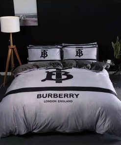 Burberry Grey Luxury Logo Fashion Brand Premium Bedding Sets,Bed Sets, Bedroom Sets, Comforter Sets, Duvet Cover, Bedding Sets