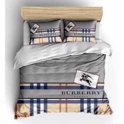Burberry Logo Luxury Classic Bedding Sets Duvet Cover Bedroom Luxury Brand Bedding Bedroom