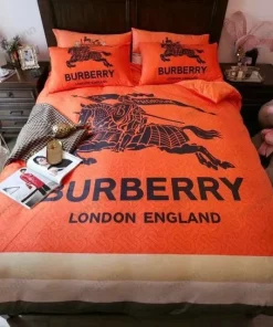 Burberry Orange New Bedding Sets Printed Bedding Sets Quilt Sets Duvet Cover Luxury Brand Bedding Decor Bedroom Sets Best Luxury Bedding Sets