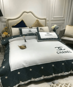 Chanel Basic White and Navy Bedding Set