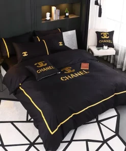 Chanel Black Luxury Brand High-End Bedding Sets, For Home Best Luxury Bedding Sets