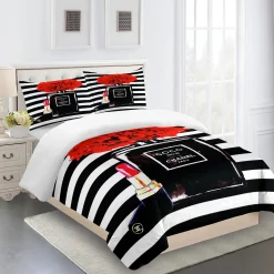 Chanel Coco Noir Paris Luxury Brand Premium Bedding Set For Bedroom Luxury Duvet Cover Set With Pillowcases Home Decoration Bedding Sets
