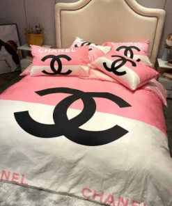 Chanel Cute Pink And White Bedding Set