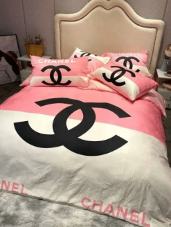 Chanel Cute Pink And White Bedding Set