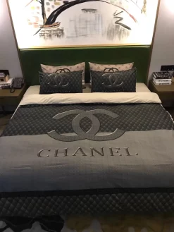 Chanel Dark Bedding 3D Printed Bedding Sets Quilt Sets Duvet Cover Luxury Brand Bedding Decor Bedroom Sets Best Luxury Bedding Sets
