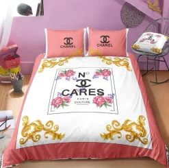 Chanel Flowers Luxury Fashion Brand Bedding Sets Duvet Cover Set Best Luxury Bedding Sets