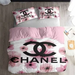 Chanel Flowers Printed Bedding Sets Quilt Sets Duvet Cover Luxury Brand Bedding Decor Bedroom Sets Bedding Sets