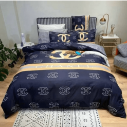 Chanel Gold and Navy Bedding Set