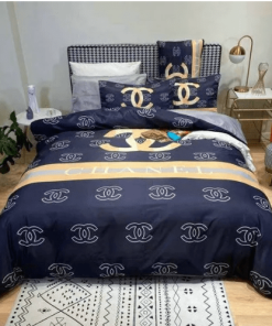 Chanel Gold and Navy Bedding Set