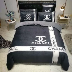 Chanel Grey Luxury Brand High-End Bedding Sets, For Home Best Luxury Bedding Sets