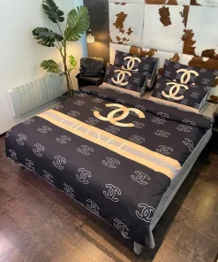 Chanel Italian Ver 2 Luxury Brand Inspired 3D Bedding Sets Duvet Cover Bedlinen Bed Set Best Luxury Bedding Sets