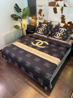 Chanel Italian Ver 2 Luxury Brand Inspired 3D Bedding Sets Duvet Cover Bedlinen Bed Set Best Luxury Bedding Sets
