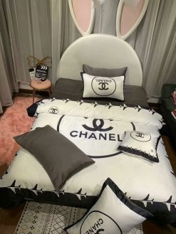 Chanel Logo in White Background Bedding Set