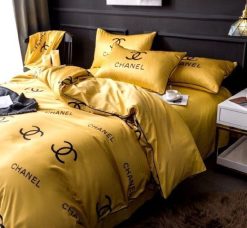 Chanel Logo in Yellow Background Bedding Set