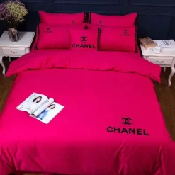 Chanel New Red Bedding 3D Printed Bedding Sets Quilt Sets Duvet Cover Luxury Brand Bedding Decor Bedroom Sets Best Luxury Bedding Sets