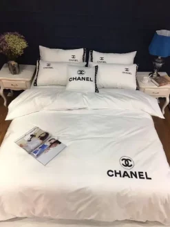 Chanel New White Bedding 3D Printed Bedding Sets Quilt Sets Duvet Cover Luxury Brand Bedding Decor Bedroom Sets Best Luxury Bedding Sets