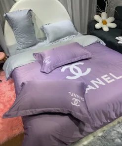 Chanel Violet Bedding 3D Printed Bedding Sets Quilt Sets Duvet Cover Luxury Brand Bedding Decor Bedroom Sets Best Luxury Bedding Sets