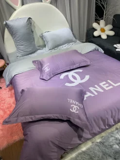 Chanel Violet Bedding 3D Printed Bedding Sets Quilt Sets Duvet Cover Luxury Brand Bedding Decor Bedroom Sets Best Luxury Bedding Sets