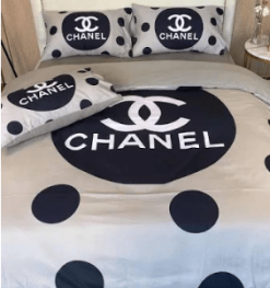 Chanel White And Black Dot Bedding Set