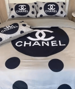 Chanel White And Black Dot Bedding Set