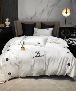 Chanel White Luxury Brand High-End Bedding Sets, For Home Best Luxury Bedding Sets