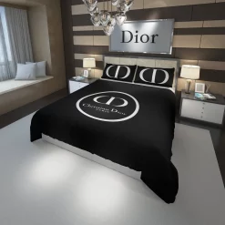 Christian Dior Black Circle Fashion Luxury Brand Premium Bedding Sets Covers Duvet Bed Linen Bedroom Idea Blankets