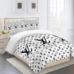 Comforter Sets Golden With And Black Logo Louis Vuitton Bedding Set Home Decoration Bedding Sets