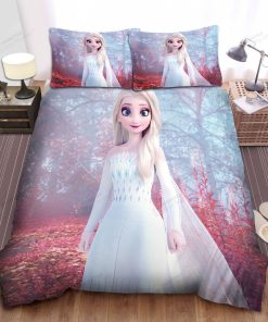 Disney Frozen Elsa In The Red Maple Leaves Forest Bed Sheets Spread Comforter Duvet Cover Bedding Sets