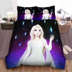Disney Frozen Elsa In White Dress Digital Illustration Bed Sheets Spread Comforter Duvet Cover Bedding Sets