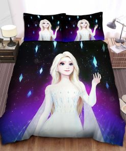 Disney Frozen Elsa In White Dress Digital Illustration Bed Sheets Spread Comforter Duvet Cover Bedding Sets