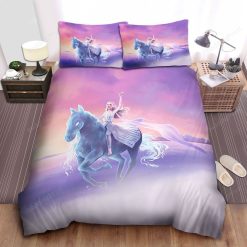 Disney Frozen Elsa Riding Nokk Digital Illustration Bed Sheets Duvet Cover Bedding Sets