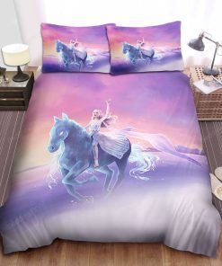 Disney Frozen Elsa Riding Nokk Digital Illustration Bed Sheets Duvet Cover Bedding Sets