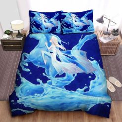 Disney Frozen Elsa Riding Nokk Painting Bed Sheets Duvet Cover Bedding Sets