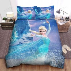 Disney Frozen Elsa Using Her Magic To Build A Ice Castle Bed Sheets Spread Comforter Duvet Cover Bedding Sets