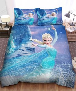 Disney Frozen Elsa Using Her Magic To Build A Ice Castle Bed Sheets Spread Comforter Duvet Cover Bedding Sets