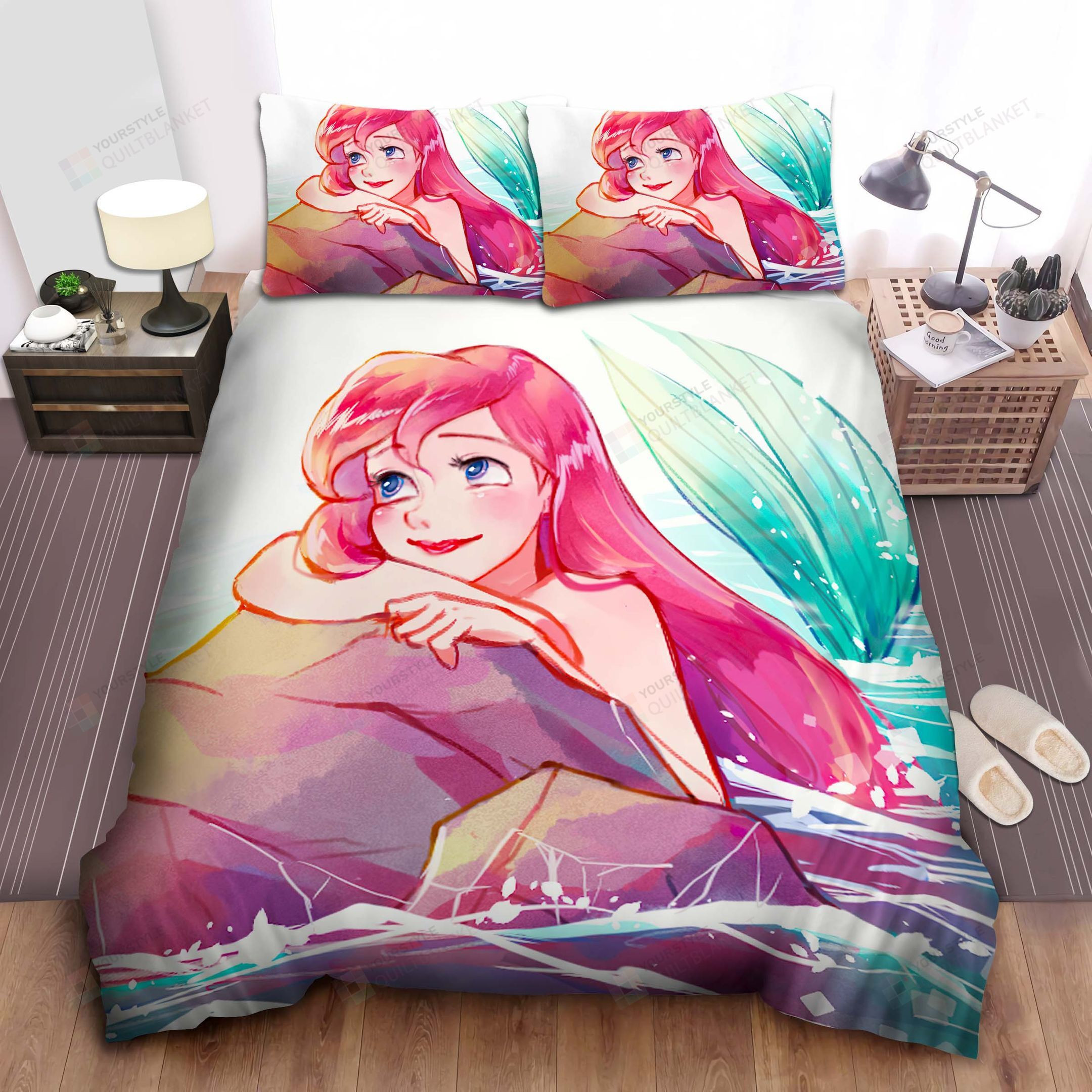 Disney Princess Ariel Crayon Painting Bed Sheet Spread Comforter Duvet Cover Bedding Sets Disney Princess Ariel Crayon Painting Bed Sheet Spread Comforter Duvet Cover Bedding Sets